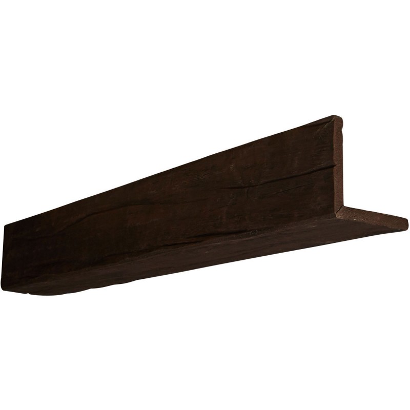 4"W x 4"H x 12'L 2-Sided (L-beam) Riverwood Endurathane Faux Wood Ceiling Beam, Espresso Finish