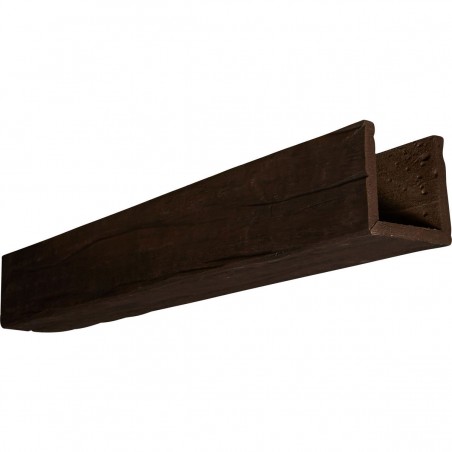 4"W x 4"H x 12'L 3-Sided (U-beam) Riverwood Endurathane Faux Wood Ceiling Beam, Espresso Finish