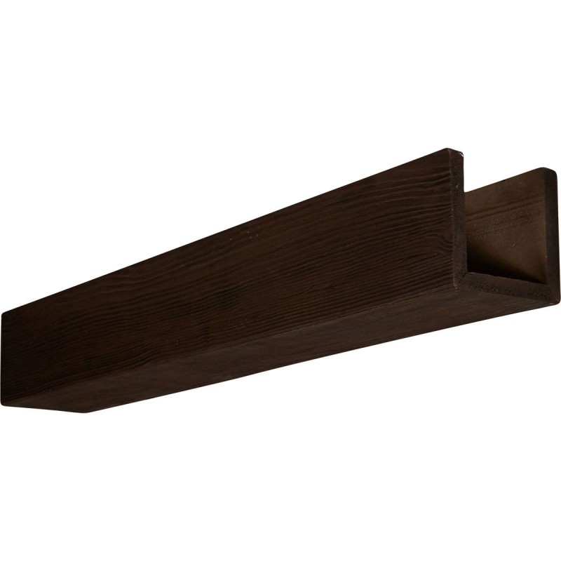 4"W x 4"H x 12'L 3-Sided (U-beam) Sandstone Endurathane Faux Wood Ceiling Beam, Espresso Finish