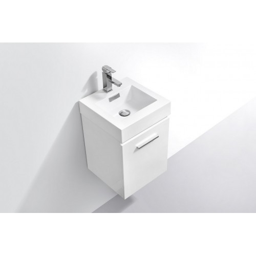 Bliss 16" High Gloss White Wall Mount Modern Bathroom Vanity