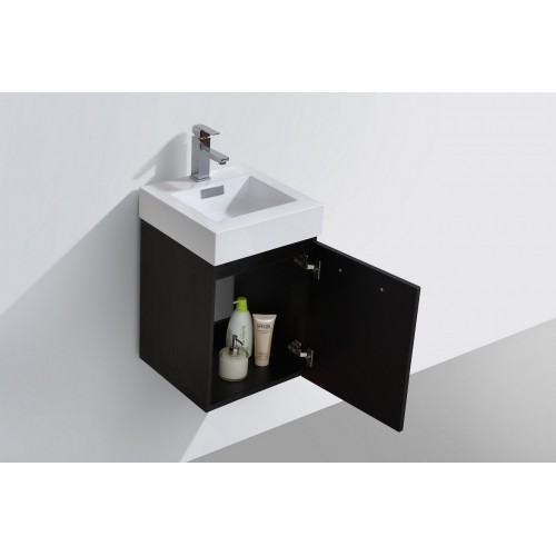 Bliss 16" Black Wall Mount Modern Bathroom Vanity