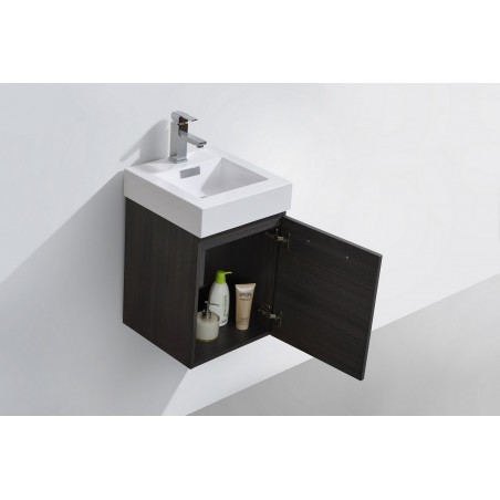 Bliss 16" Gray Oak Wall Mount Modern Bathroom Vanity