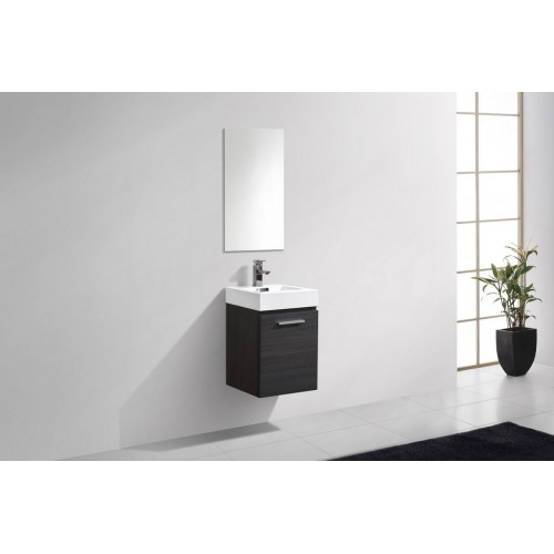 Bliss 16" High Gloss Gray Oak Wall Mount Modern Bathroom Vanity