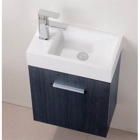 Bliss 18" High Gloss Gray Oak Wall Mount Modern Bathroom Vanity