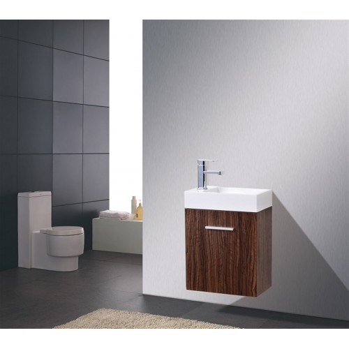 Bliss 18" Walnut Wall Mount Modern Bathroom Vanity