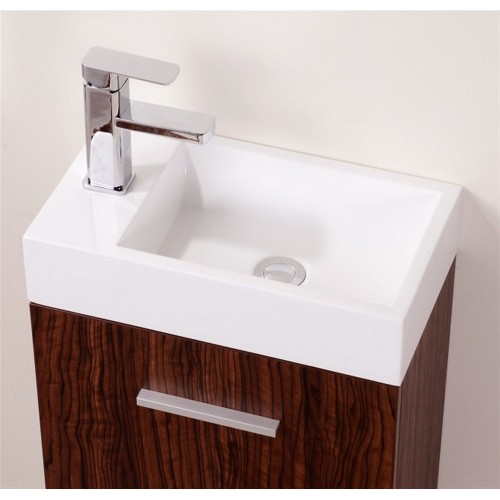 Bliss 18" Walnut Wall Mount Modern Bathroom Vanity