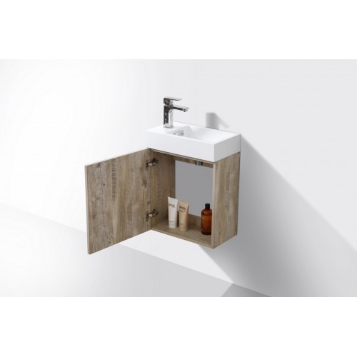 Bliss 18" Nature Wood Wall Mount Modern Bathroom Vanity