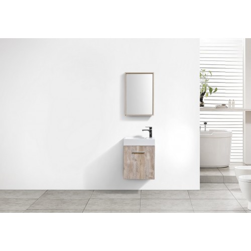 Bliss 18" Nature Wood Wall Mount Modern Bathroom Vanity