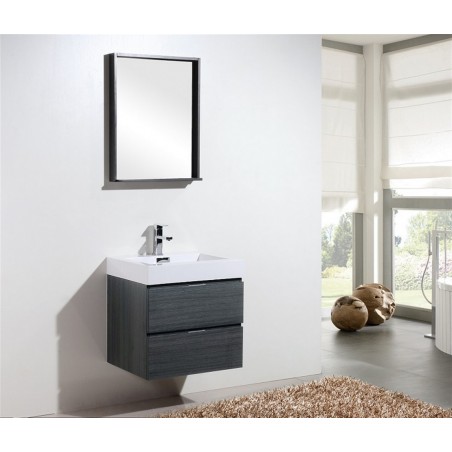 Bliss 24" Gray Oak Wall Mount Modern Bathroom Vanity
