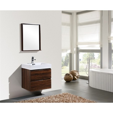 Bliss 24" Walnut Wall Mount Modern Bathroom Vanity