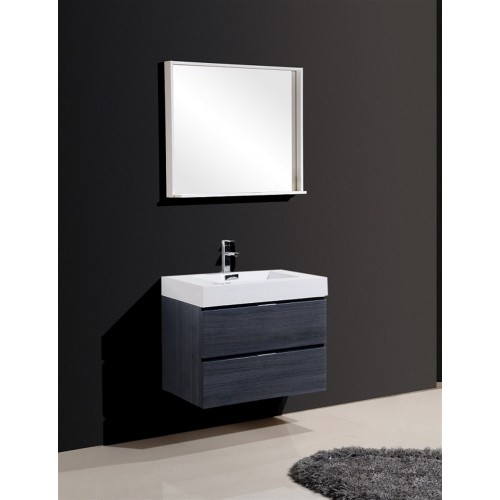 Bliss 30" Gray Oak Wall Mount Modern Bathroom Vanity