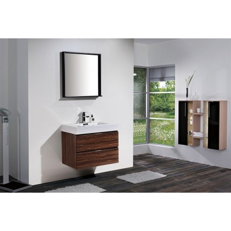 Bliss 30" Walnut Wall Mount Modern Bathroom Vanity