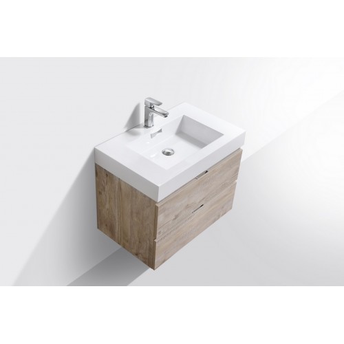 Bliss 30" Nature Wood Wall Mount Modern Bathroom Vanity