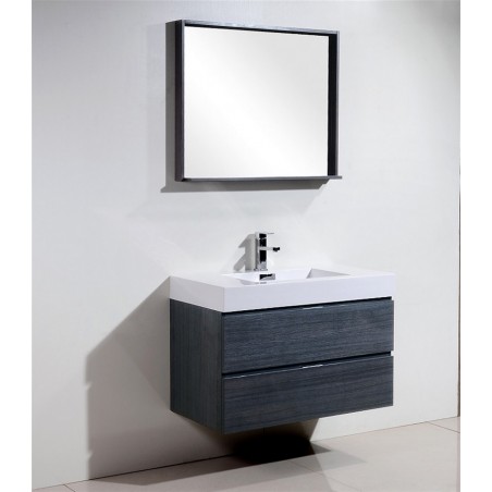 Bliss 36" Gray Oak Wall Mount Modern Bathroom Vanity