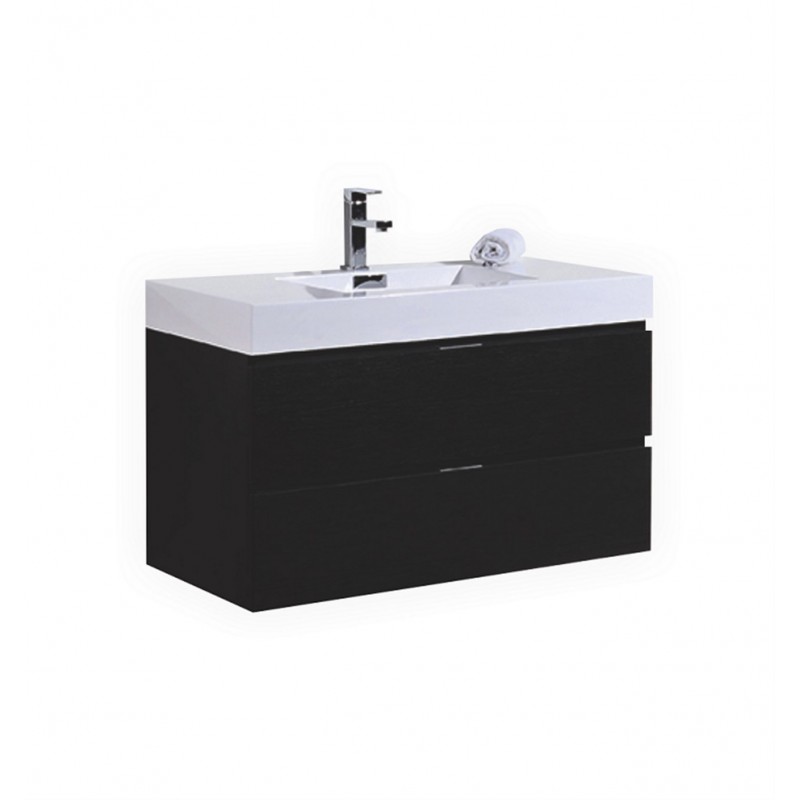 Bliss 40" Black Wall Mount Modern Bathroom Vanity