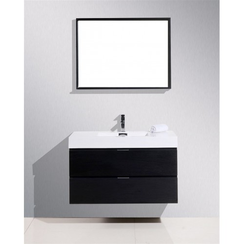 Bliss 40" Black Wall Mount Modern Bathroom Vanity