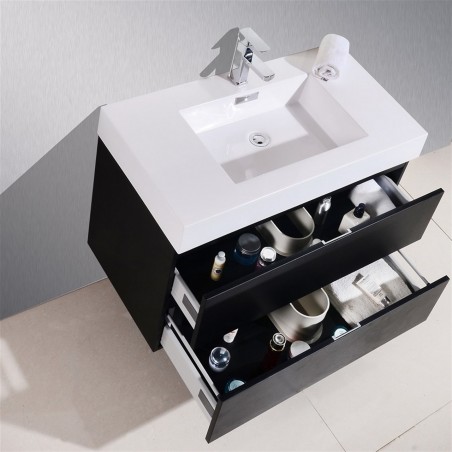 Bliss 40" Black Wall Mount Modern Bathroom Vanity