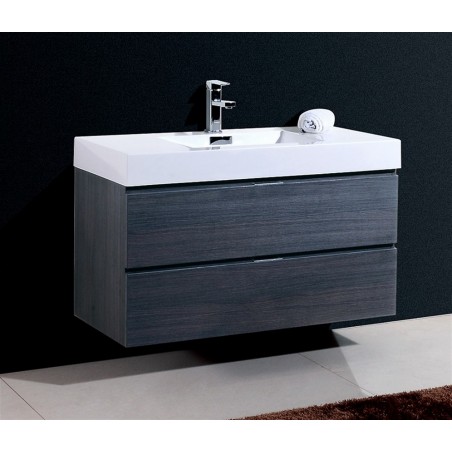 Bliss 40" Gray Oak Wall Mount Modern Bathroom Vanity