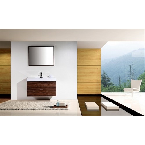 Bliss 40" Walnut Wall Mount Modern Bathroom Vanity