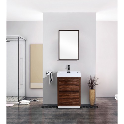 Bliss 24" Walnut Free Standing Modern Bathroom Vanity