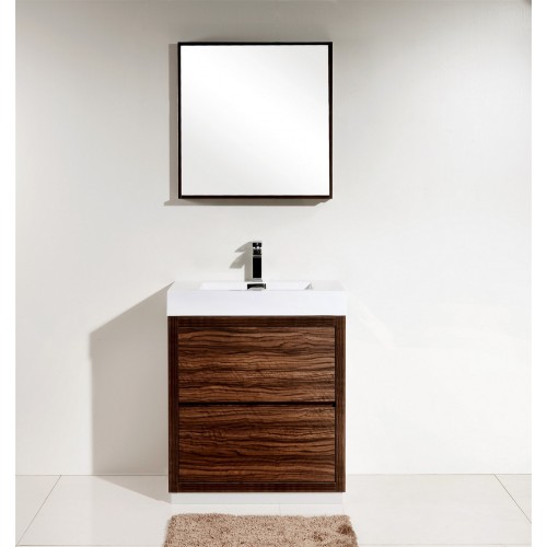 Bliss 30" Walnut Free Standing Modern Bathroom Vanity