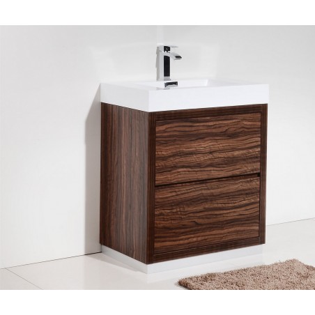 Bliss 30" Walnut Free Standing Modern Bathroom Vanity