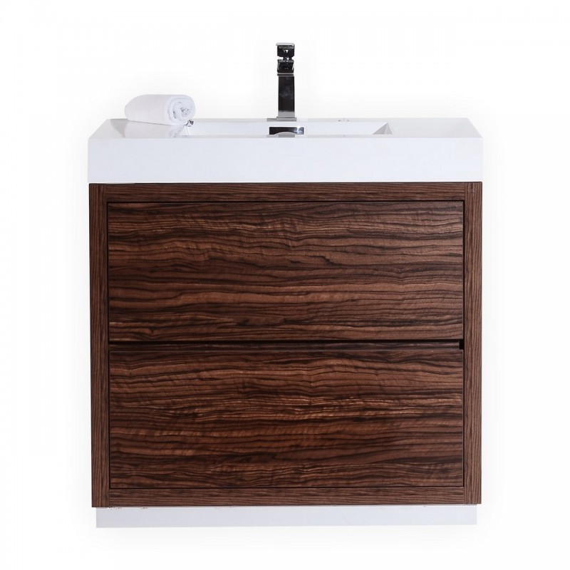 Bliss 36" Walnut Free Standing Modern Bathroom Vanity