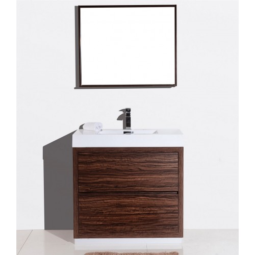 Bliss 36" Walnut Free Standing Modern Bathroom Vanity