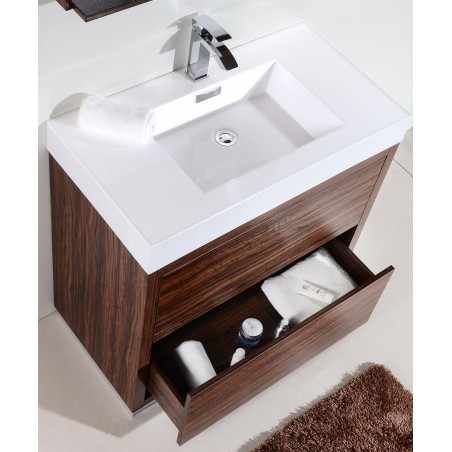 Bliss 36" Walnut Free Standing Modern Bathroom Vanity