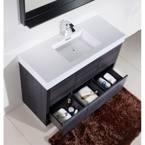 Bliss 48" Gray Oak Free Standing Modern Bathroom Vanity