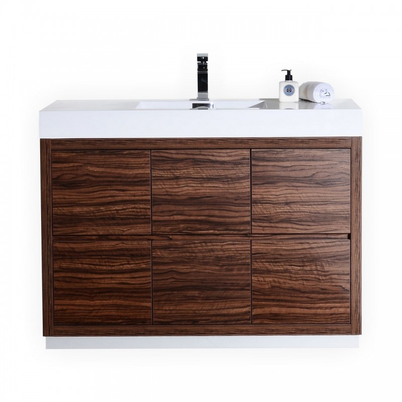 Bliss 48" Walnut Free Standing Modern Bathroom Vanity