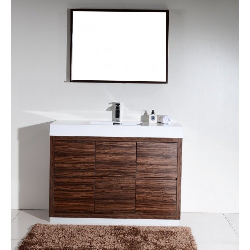 Bliss 48" Walnut Free Standing Modern Bathroom Vanity