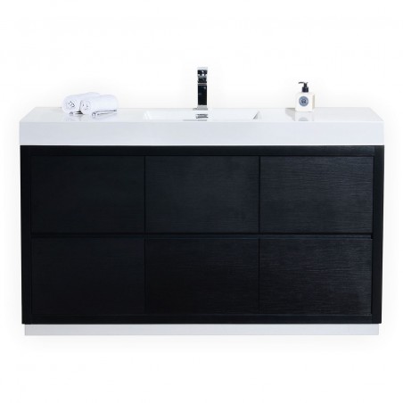 Bliss 60" Single Sink Black Free Standing Modern Bathroom Vanity