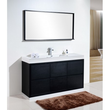 Bliss 60" Single Sink Black Free Standing Modern Bathroom Vanity
