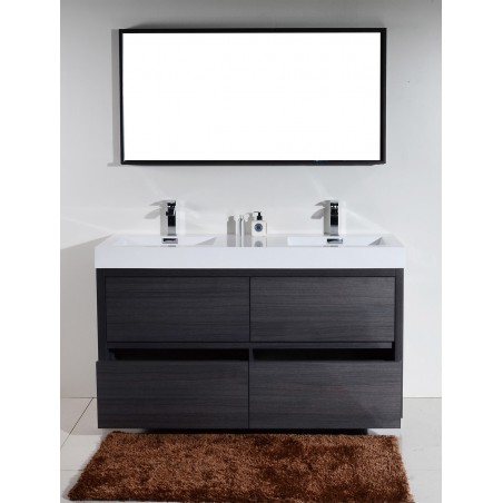 Bliss 60" Double Sink Gray Oak Free Standing Modern Bathroom Vanity