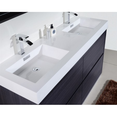 Bliss 60" Double Sink Gray Oak Free Standing Modern Bathroom Vanity