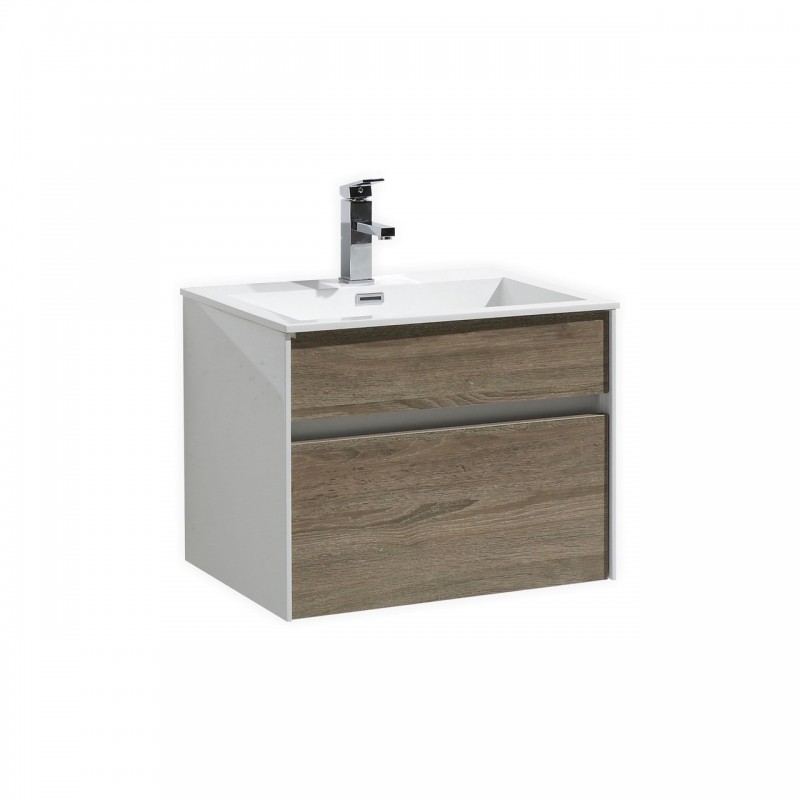 Fitto 24" Havana Oak Wall Mount Modern Bathroom Vanity