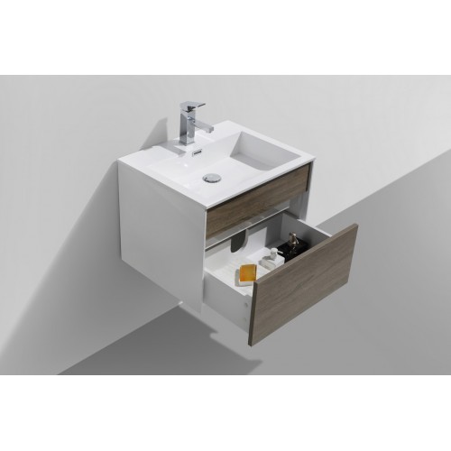 Fitto 24" Havana Oak Wall Mount Modern Bathroom Vanity