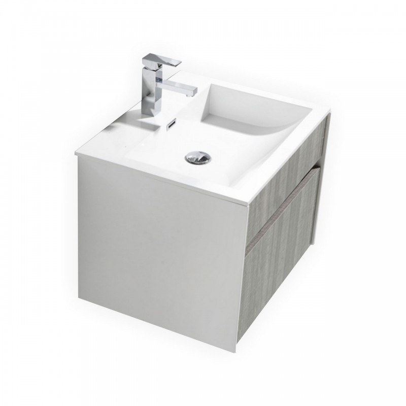 Fitto 24" Ash Gray Wall Mount Modern Bathroom Vanity