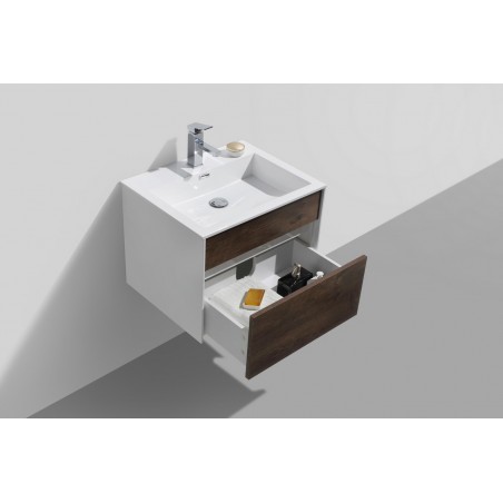 Fitto 24" Rose Wood Wall Mount Modern Bathroom Vanity