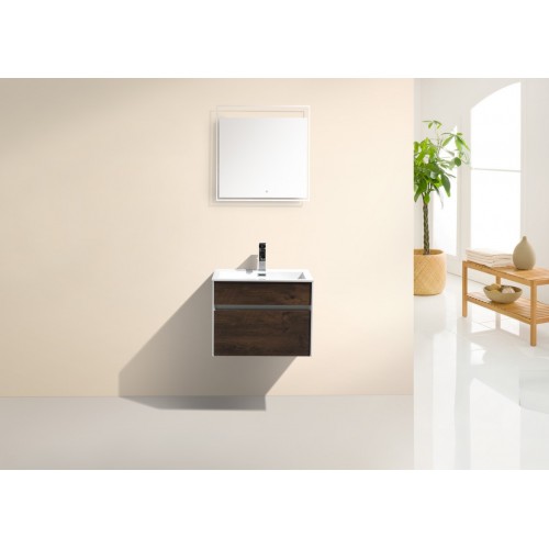 Fitto 24" Rose Wood Wall Mount Modern Bathroom Vanity