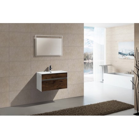 Fitto 32" Rose Wood Wall Mount Modern Bathroom Vanity