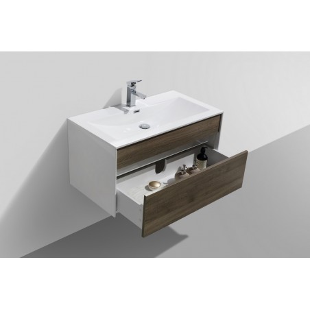 Fitto 36" Havana Oak Wall Mount Modern Bathroom Vanity