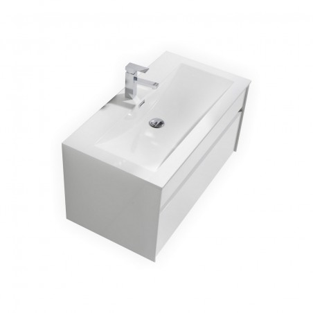 Fitto 36" High Gloss White Wall Mount Modern Bathroom Vanity