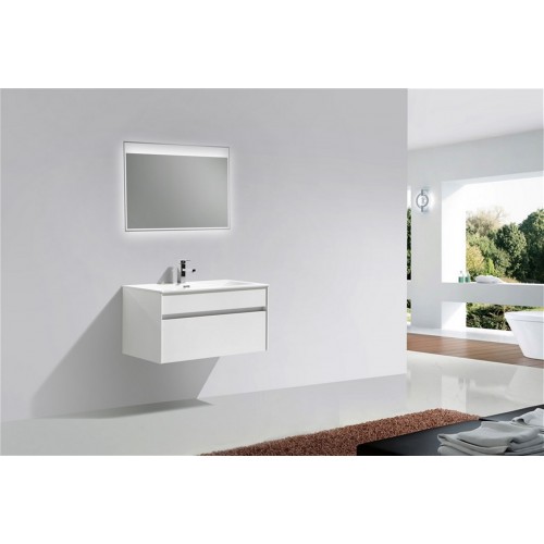 Fitto 36" High Gloss White Wall Mount Modern Bathroom Vanity