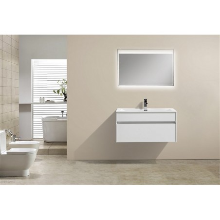 Fitto 36" High Gloss White Wall Mount Modern Bathroom Vanity