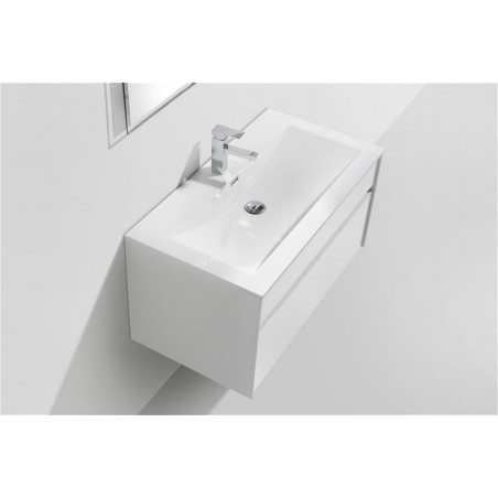 Fitto 36" High Gloss White Wall Mount Modern Bathroom Vanity