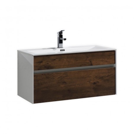 Fitto 36" Rose Wood Wall Mount Modern Bathroom Vanity