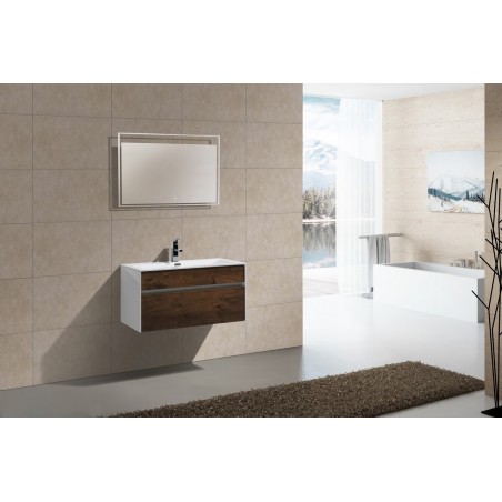 Fitto 36" Rose Wood Wall Mount Modern Bathroom Vanity