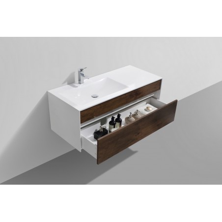 Fitto 48" Rose Wood Wall Mount Modern Bathroom Vanity - Single Sink